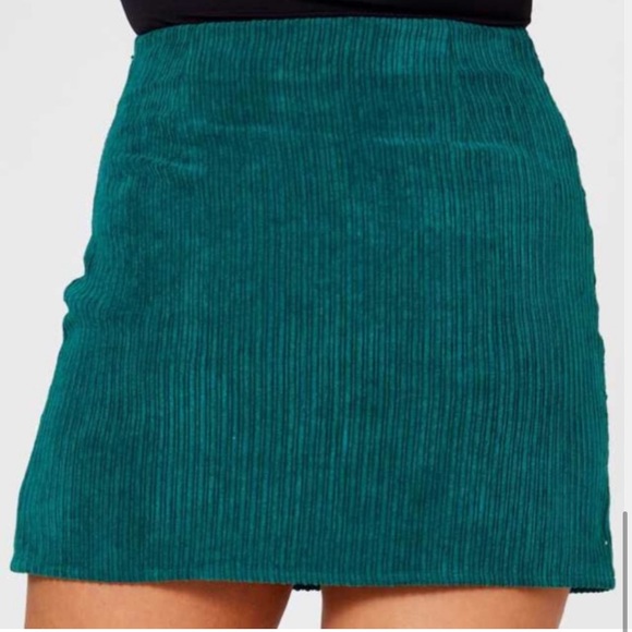 NWT Altar’d State Corduroy Ribbed Teal Slit Skirt - Picture 4 of 6